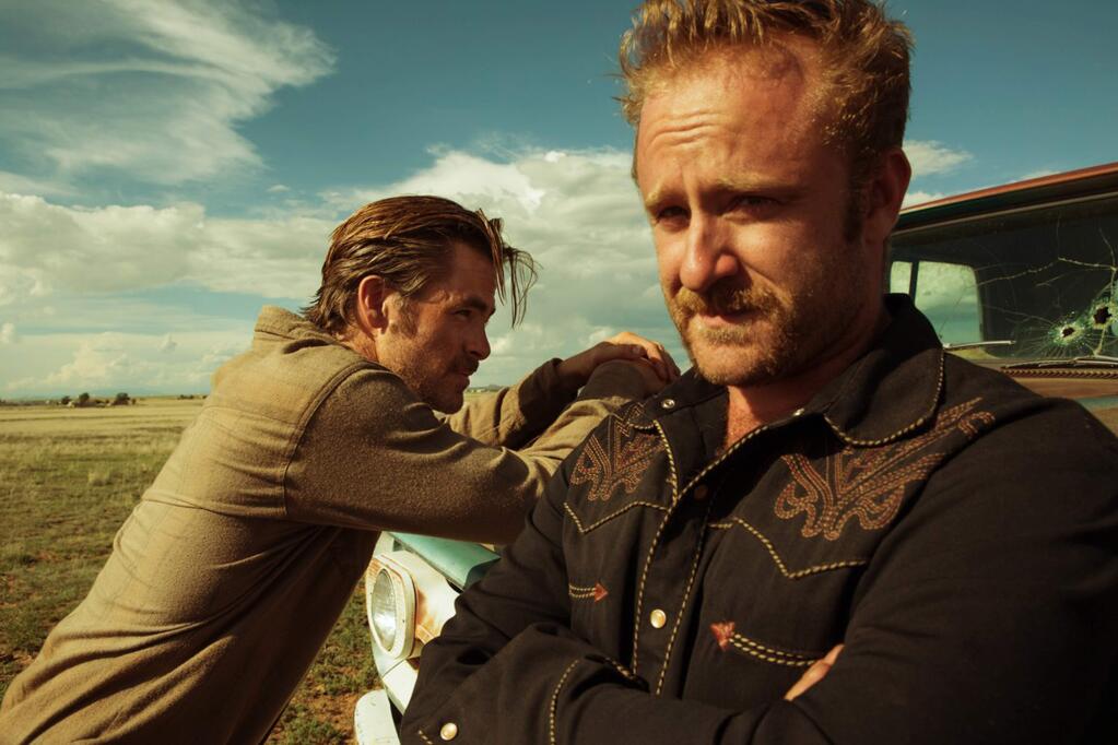 Texas brothers-Toby (Chris Pine, left), and Tanner (Ben Foster), come together after years divided to rob branches of the bank threatening to foreclose on their family land in 'Hell or High Water.' They are pursued by a pair of aging Texas Rangers (Jeff Bridges and Gil Birmingham).