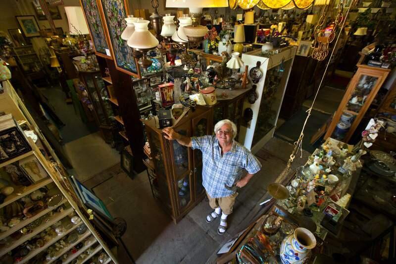 Harry Kniffin amid the glories of his second-hand store in Santa Rosa's Railroad Square. (JOHN BURGESS/ PD FILE)