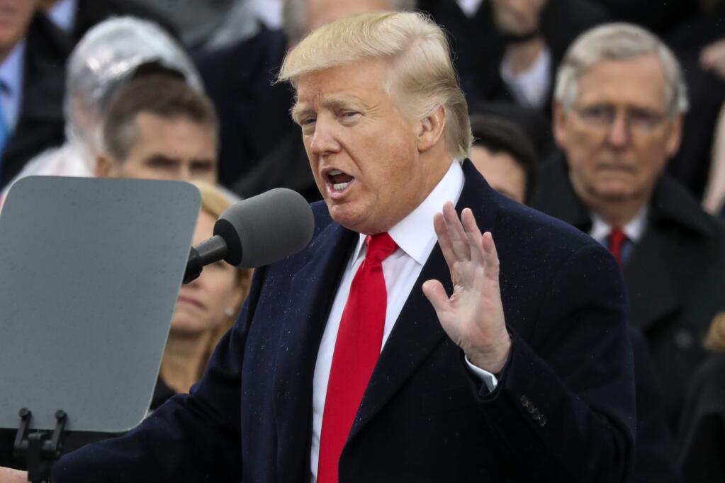 President Donald Trump speaks after being sworn in as the 45th president of the United States during the 58th Presidential Inauguration at the U.S. Capitol in Washington, Friday, Jan. 20, 2017. (AP Photo/Andrew Harnik)