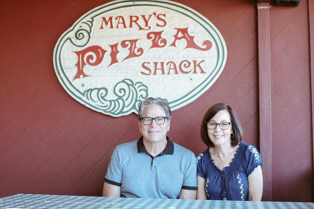 Bruce Lane and Nanette Albano-Lane — the granddaughter of Mary Fazio, the founder of Mary’s Pizza Shack — take a break from their work as co-owners at the restaurant group’s Boyes Hot Springs location, Thursday, July 13, 2023. (Aimee Chavez / Sonoma Index-Tribune)