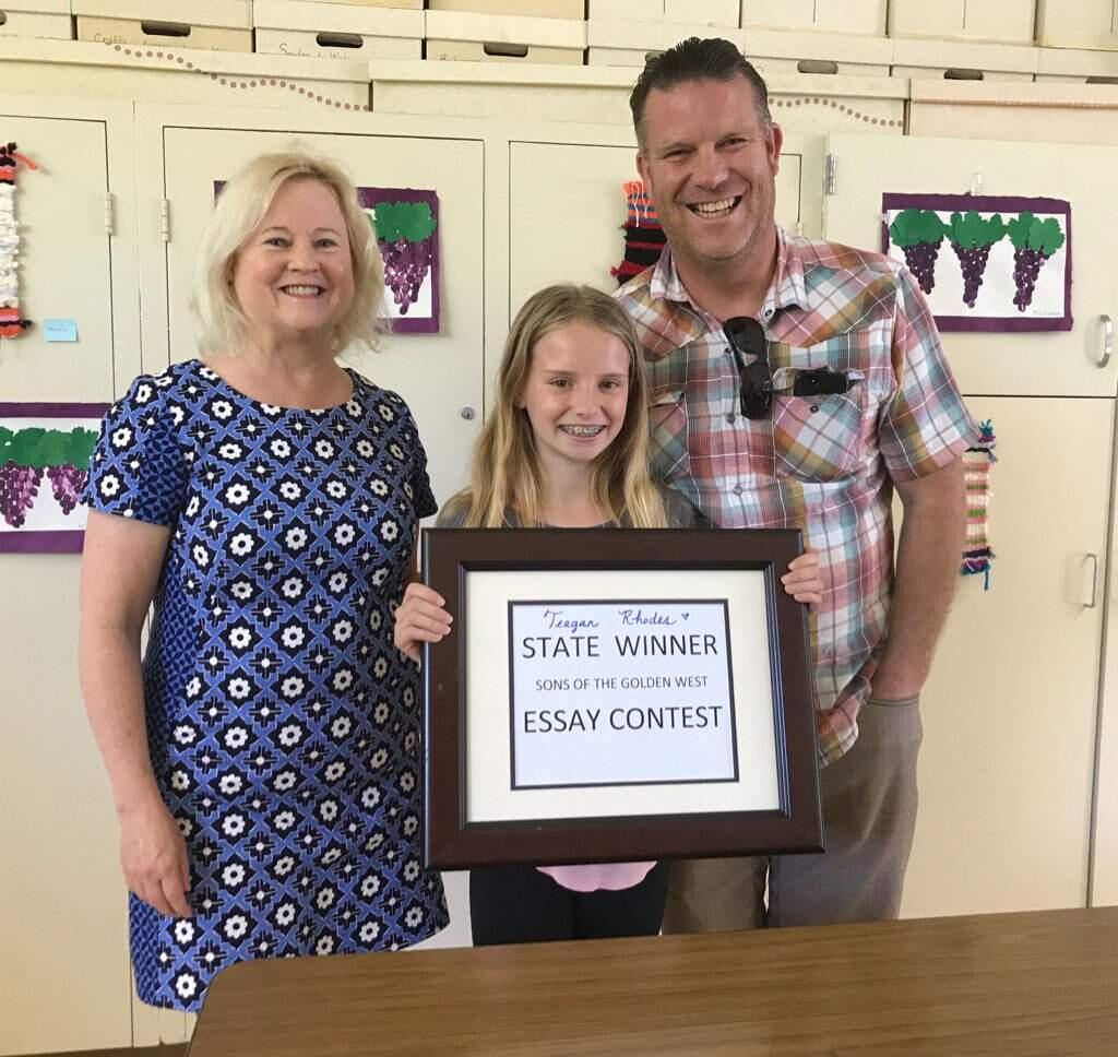 Teagan Rhodes at the awards ceremony, upon winning first place in the statewide contest.