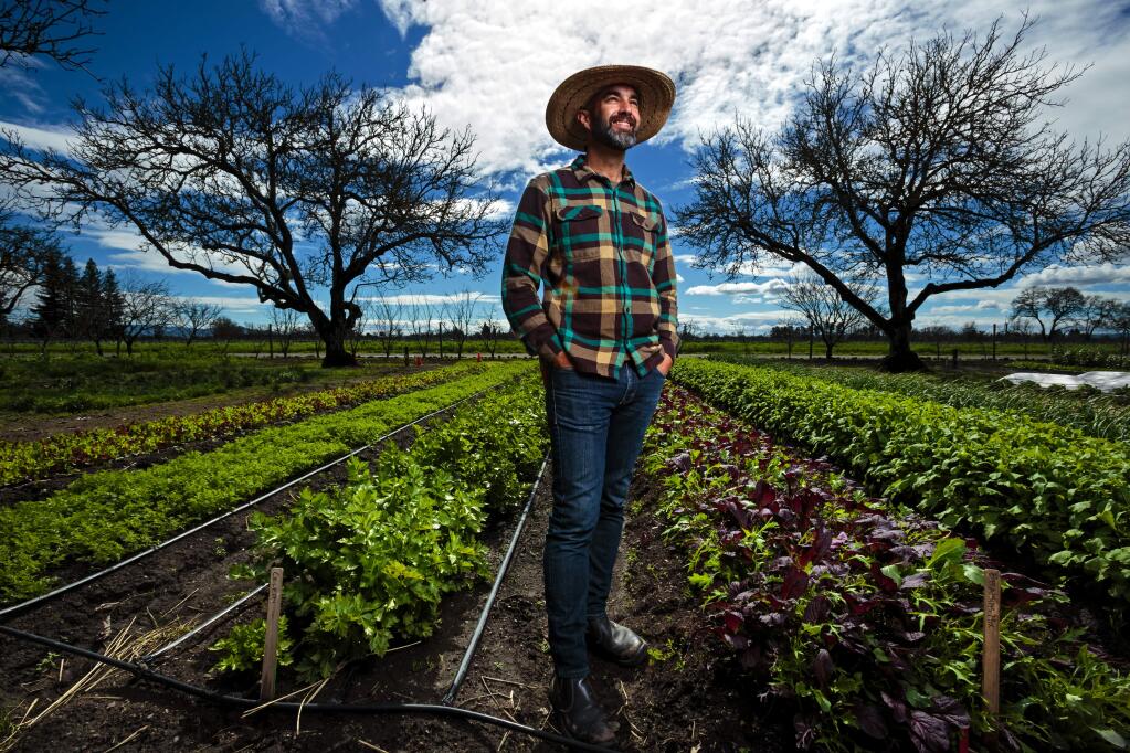 Tucker Taylor is shown at Kendall-Jackson's vegetable garden. (CHRIS HARDY / FOR THE PD)