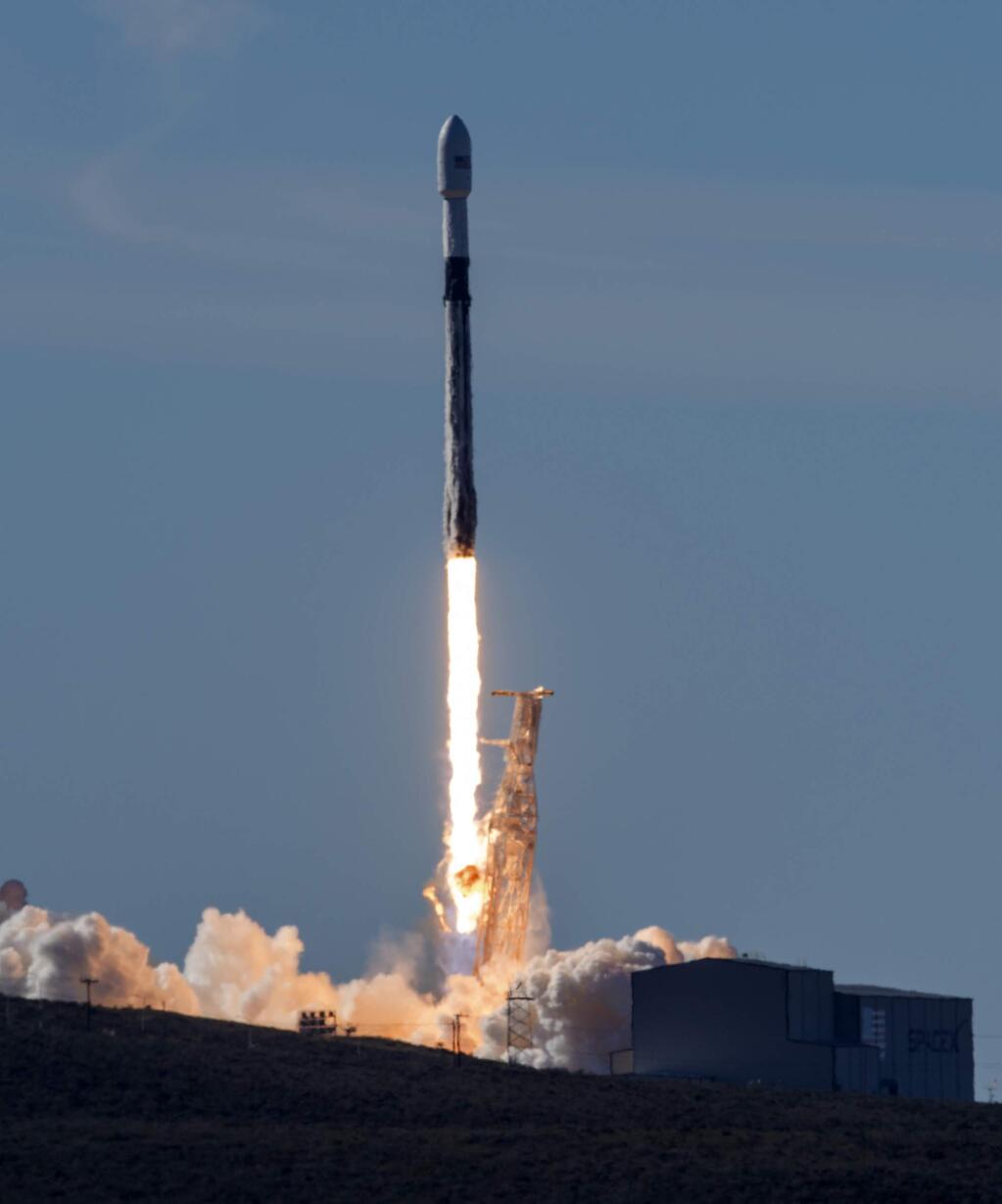 FILE - In this Dec. 3, 2018, file photo, In this photo provided by the U.S. Air Force, a SpaceX Falcon 9 rocket, carrying the Spaceflight SSO-A: SmallSat Express, launches from Space Launch Complex-4E at Vandenberg Air Force Base, Calif. President Donald Trump is expected to sign an executive order soon, possibly as early as Tuesday, Dec. 18, creating a U.S. Space Command that will better organize and advance the military‚Äôs vast operations in space, U.S. officials say. (Senior Airman Clayton Wear/U.S. Air Force via AP, File)