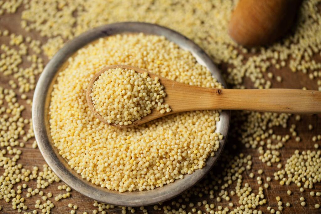 Millet is a very small grain produced by a fast-growing grass. Its ancestral roots are in Northern Africa, where it is used in a variety of traditional cuisines.
