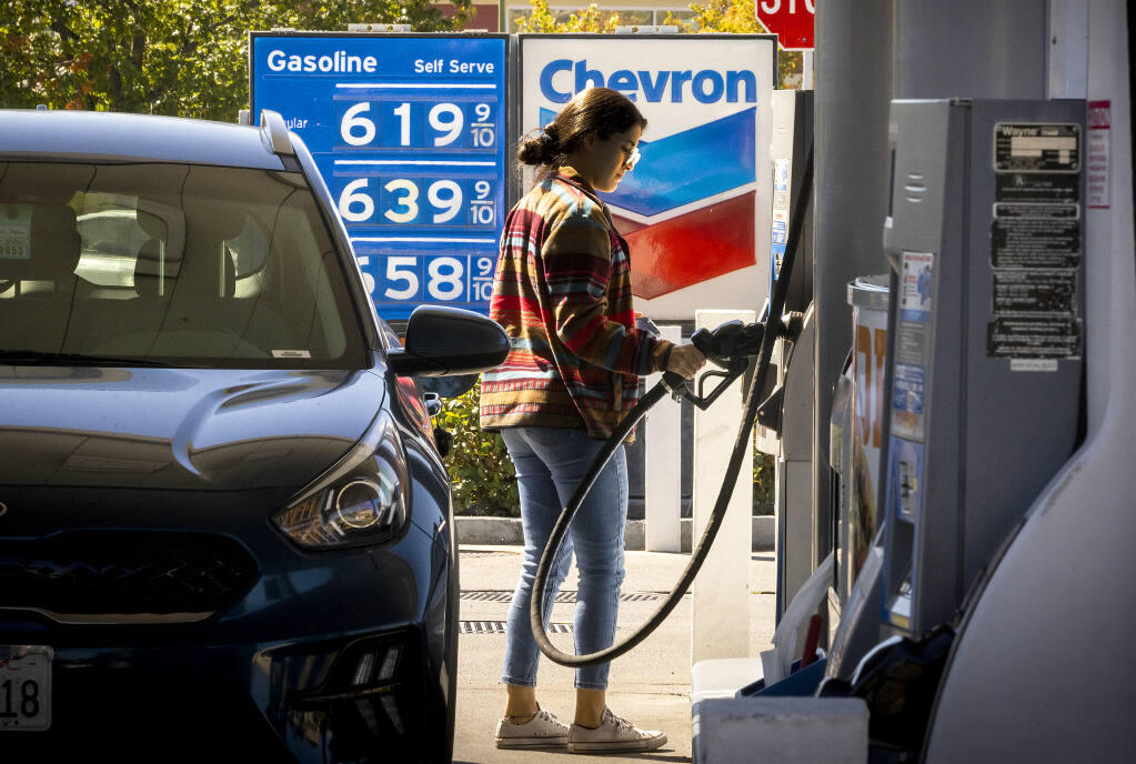 Local gas prices have shot back up over $6 a gallon including the Windsor Chevron Sept. 26, 2022. (John Burgess/The Press Democrat)
