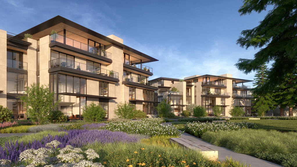 A rendering of future market-rate condominiums at the Mill District development in Healdsburg. A mix of 208 homes for sale and for rent, including 40 affordable apartments, will be built at the city’s main entry over the next decade. (Replay)
