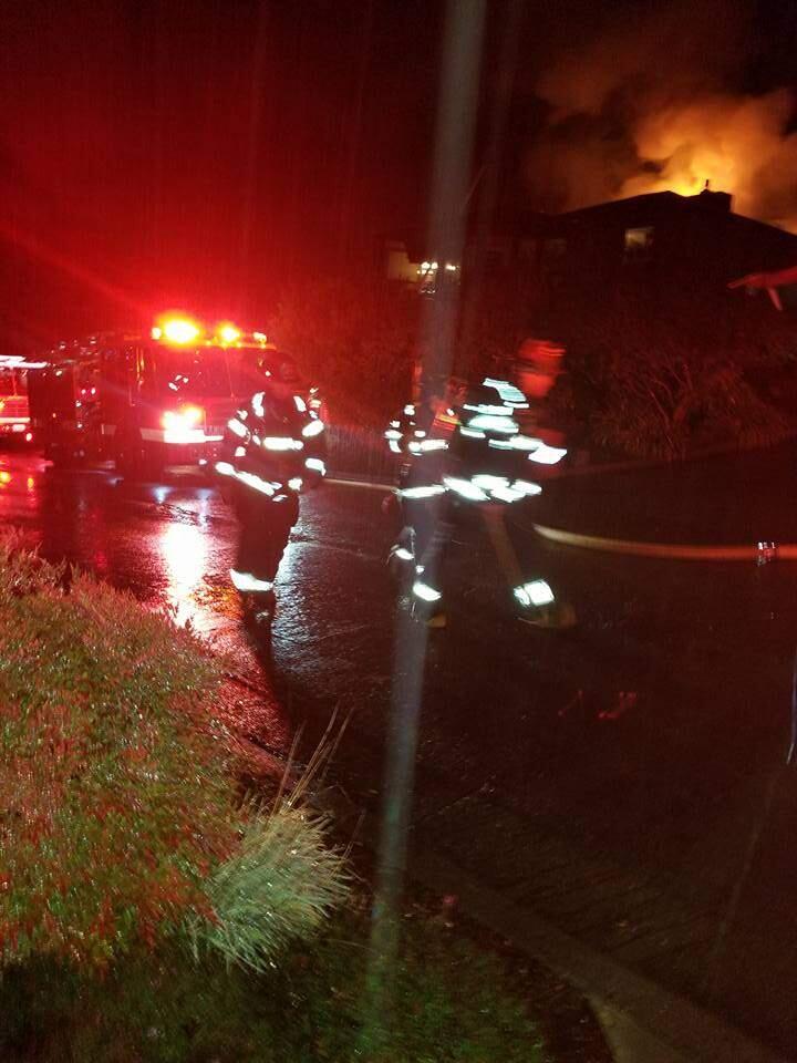 Santa Rosa firefighters battled a blaze on Stonecrest Court in the Lomitas Heights neighborhood of Santa Rosa on Monday, Jan. 8, 2018. (COURTESY OF JOAN TABB)