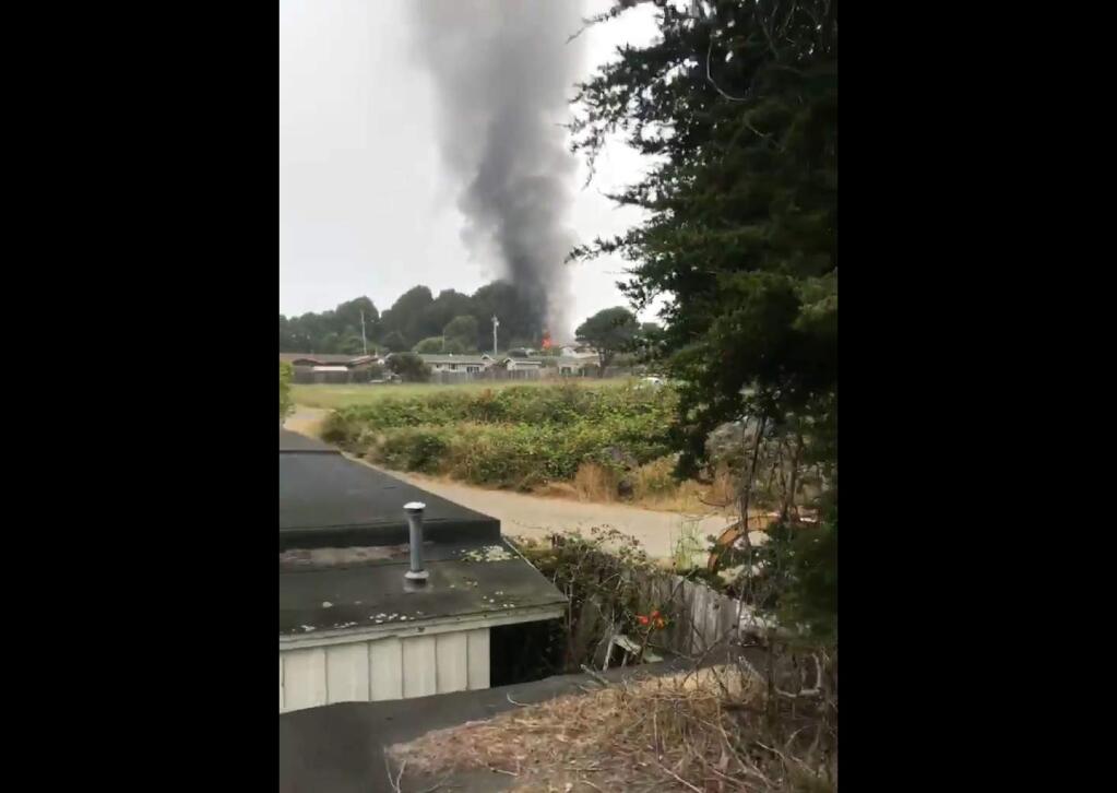 A fire broke out Saturday, July 21, 2018 at a Fort Bragg apartment building. (Kyra Enakai)
