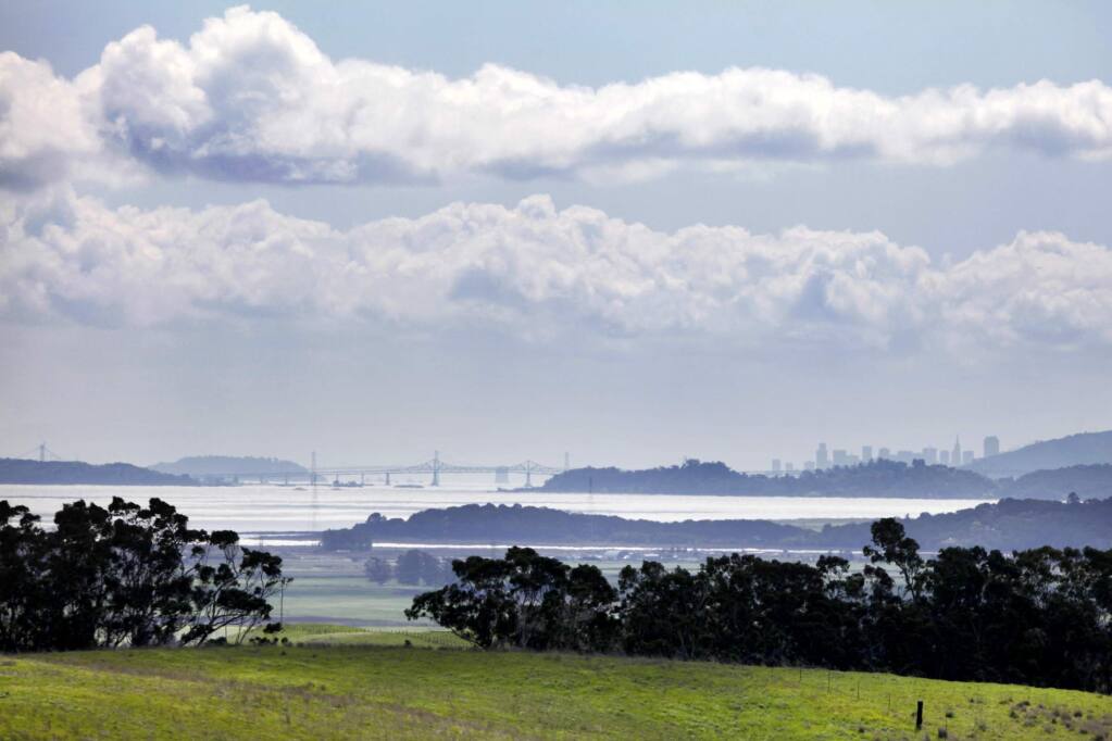 The skyline of San Francisco is seen from Tolay Lake Regional Park, which is part of the Sonoma County park system. (BETH SCHLANKER / The Press Democrat, 2012)
