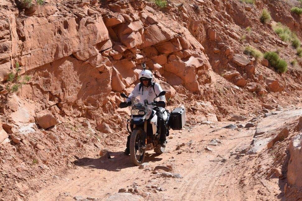 FROM SCOUT'S OUT WEBSIDEPetauma's Scott Sinan on a side trip through the canyons near Moab, Utah on the U.S. portion of his motorcycle journey to Finland.