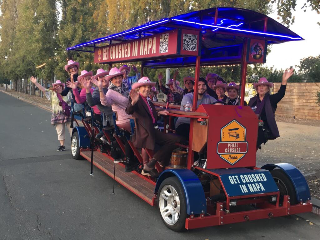Napa Pedal Crusher’s bachelorette parties include stops at wineries, choice of song playlists and more. (Napa Pedal Crusher)