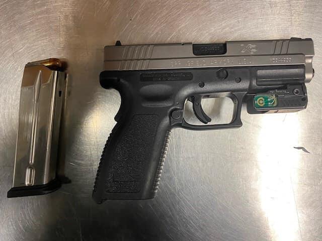 Police confiscated a Springfield XD .40 caliber handgun loaded with 10 rounds found inside a car on Saturday, July 17, 2021.  (Santa Rosa Police Department / Facebook)