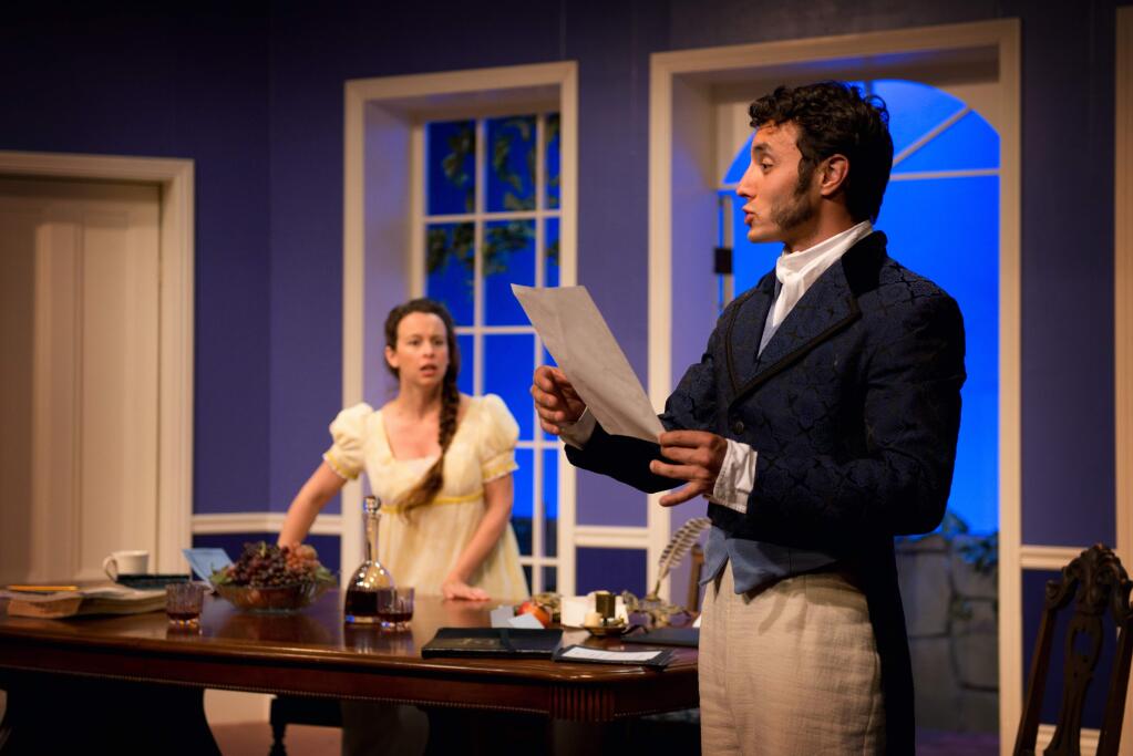Photo by Victoria Von Thal(l to r) At Cinnabar Theater, Joceylnn Murphy and Sam Coughlin star in Arcadia, a dazzling play that is equal parts comedy, mystery, and love story.