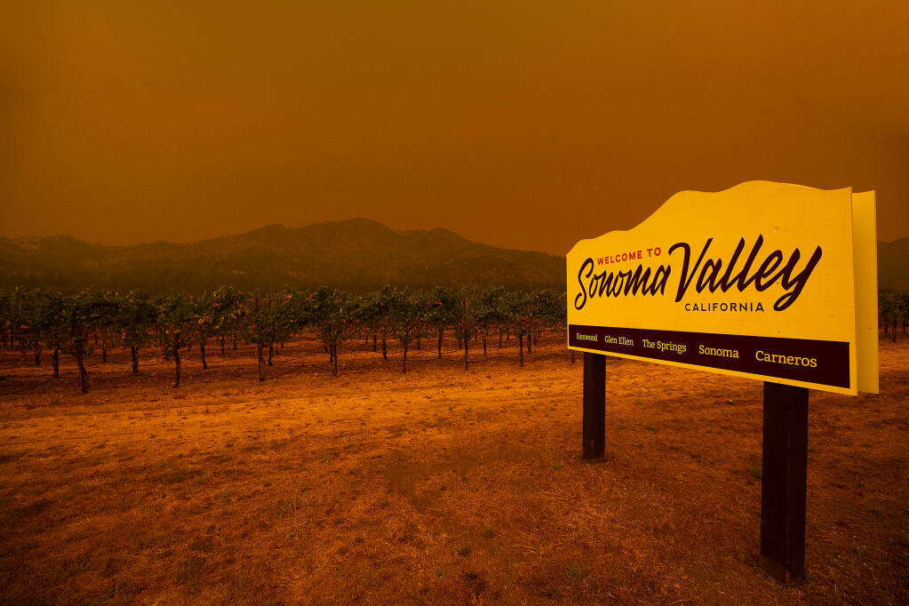 Smoke from numerous Northern California fires turned the skies over the Sonoma Valley and Mt. Hood dark red on Wednesday, September 9, 2020.  (Photo by John Burgess/The Press Democrat?