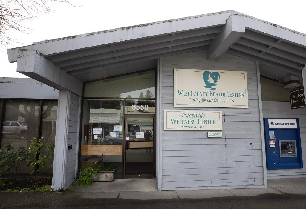 The Forestville Wellness Center was forced to close after a small bathroom fire caused smoke damage. Services will move to the Gravenstein Health Center in Sebastopol for a few months for repairs. (photo by John Burgess/The Press Democrat)