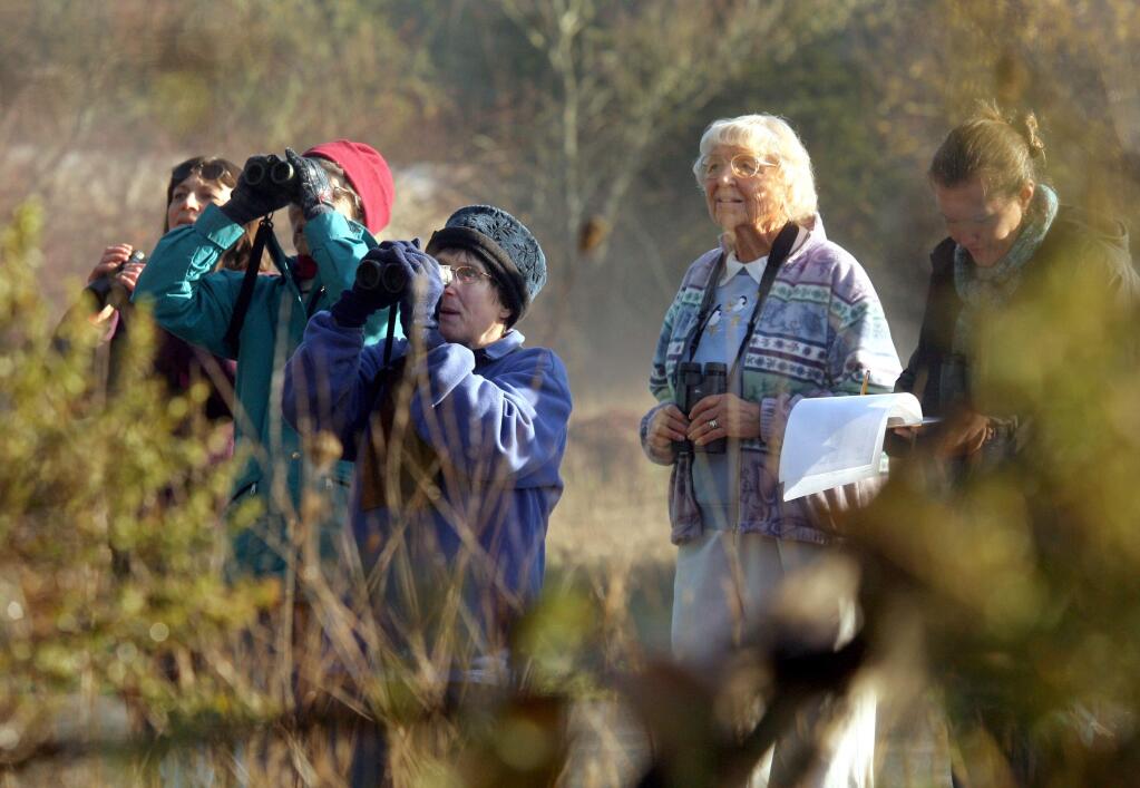 The group stops to look for and record bird counts along Bodega highway near Frestone during the Audubon Society's annual bird count on Sunday December 30, 2007. Scott Manchester / The Press Democrat