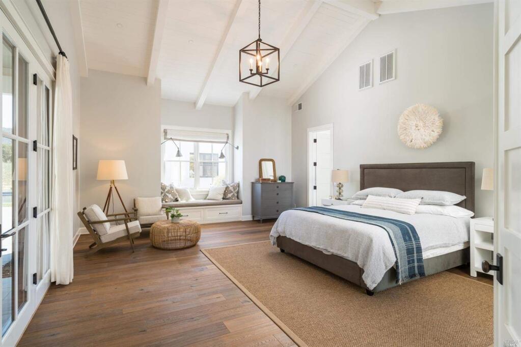 A window seat and cathedral ceilings in the master suite at 20376 Wolf Meadow Lane, Sonoma. Property listed by Maria Lounibos/Sotheby's International Realty, marialounibos.com, 707-935-2266. (Courtesy of BAREIS MLS)