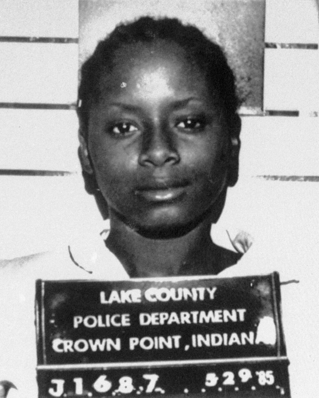 This May 29, 1985 booking photo provided by the Lake County Police Department shows Paula Cooper. In 1986, Cooper pleaded guilty to the murder of 78-year-old Bible teacher Ruth Pelke. At the age of 16, she was sentenced to death, but in 1989, the Indiana Supreme Court spared Cooper's life, citing a recent state law and a U.S. Supreme Court decision that barred executions of those under 16. (Lake County Police Department via AP)