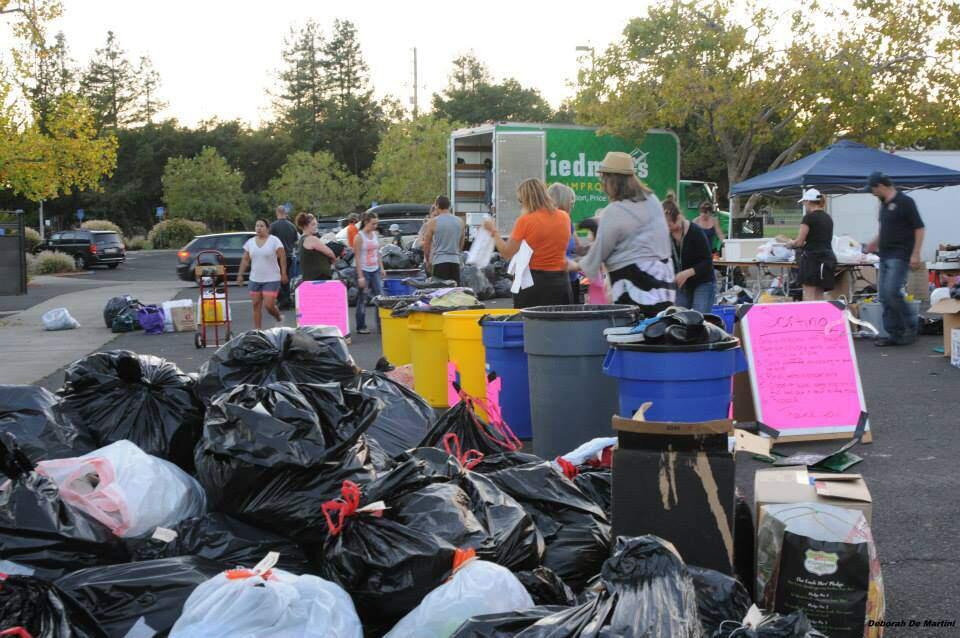 Nearly 100 volunteers were on hand to sort out the plethora of goods at the Valley Fire donation drive last Friday at the Veterans Memorial Hall.