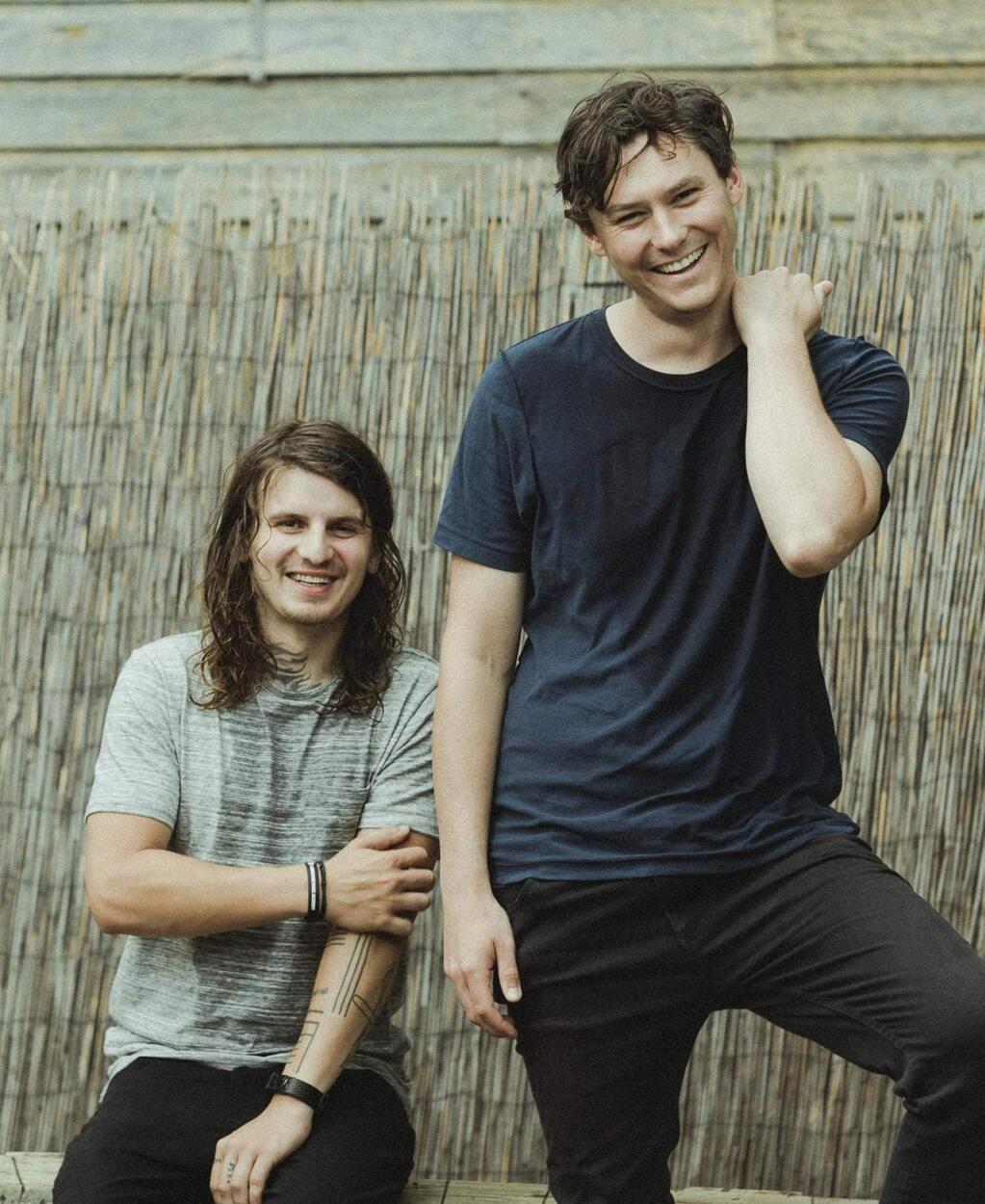 Brian Sella (vocals, guitar, lyricist) and Mathew Uychich, drums, of The Front Bottoms, an indie rock band from New Jersey.
