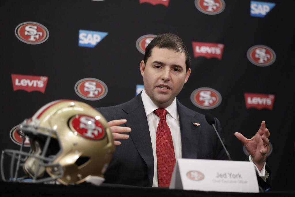 San Francisco 49ers owner Jed York during an NFL football press conference Thursday, Feb. 9, 2017, in Santa Clara, Calif. (AP Photo/Marcio Jose Sanchez)