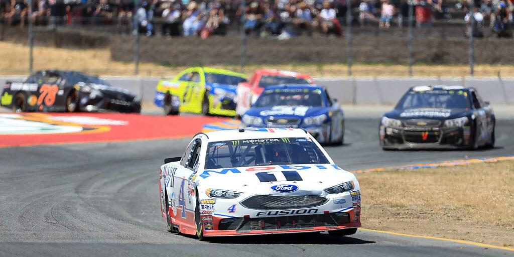 Kevin Harvick of the Mobil 1 Ford on his way to winning the Toyota/Save Mart 350 at Sonoma Raceway in Sonoma, Sunday June 25, 2017. (Kent Porter / The Press Democrat)