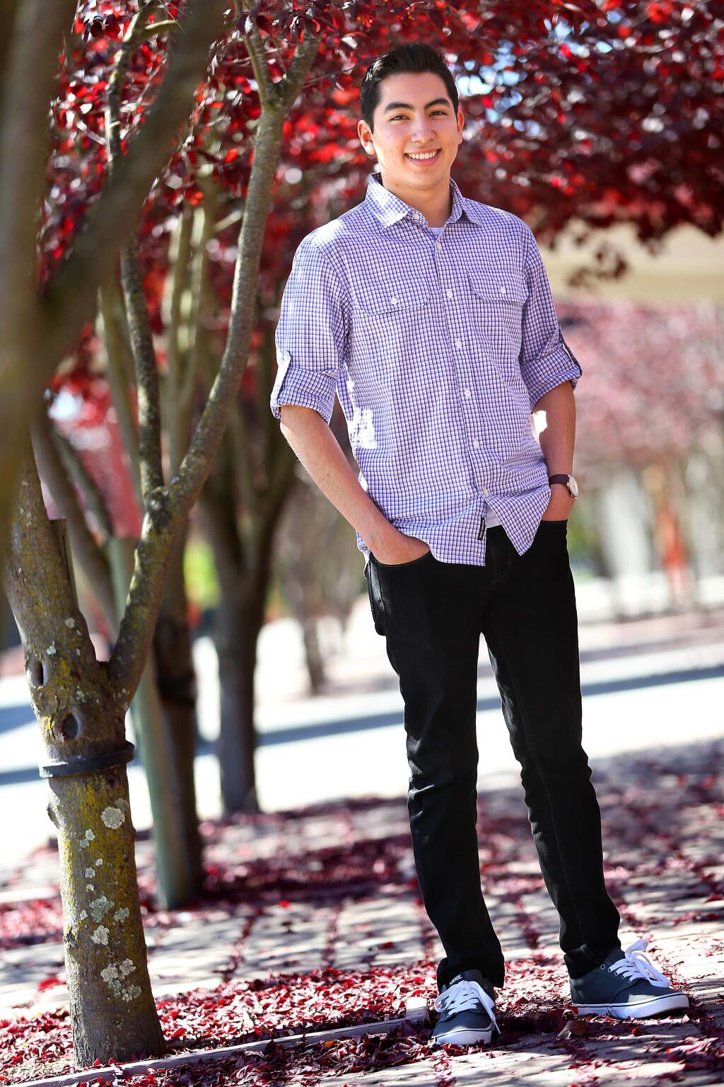 Piner High School senior Brandon Zavala has an affinity for science, and hopes to attend either Sonoma State University or UC-Davis to study computer science.(Christopher Chung/ The Press Democrat)
