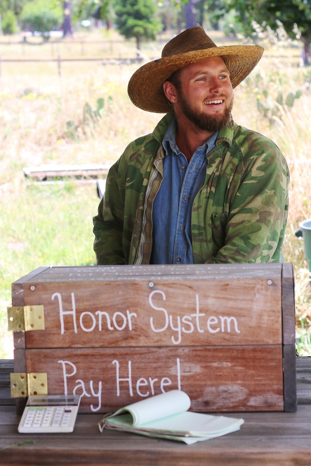 Farmer Will Scott of Worker Bee Farm in Freestone, California has a farm stand Friday through Monday during summer and fall seasons. (Heather Irwin/PD)