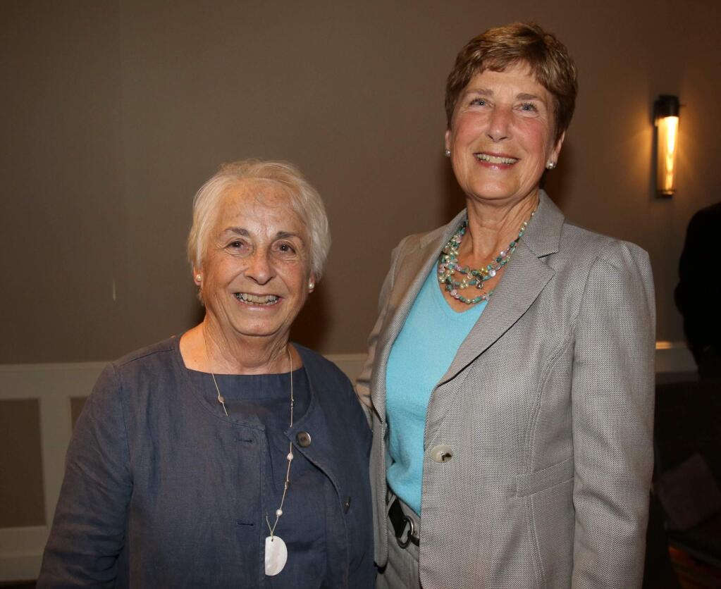 Pulse Award recipients Lorrie Hororst, left, and Gerry Brinton are honored at the Sonoma Valley Hospital Foundation's 10th Annual Celebration of Women at the Lodge of Sonoma on Thursday, May 21, 2015. (SCOTT MANCHESTER/ARGUS-COURIER STAFF)