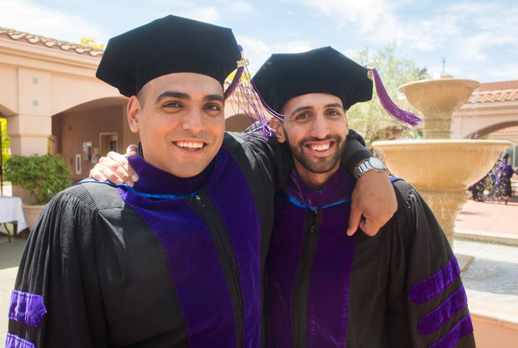 Brother's Ibrahim Agil, left, and Zahe Agil, are graduating from Empire College School of Law Sunday, May 31, at the Mary Agatha Furth Center in Windsor, Calif.