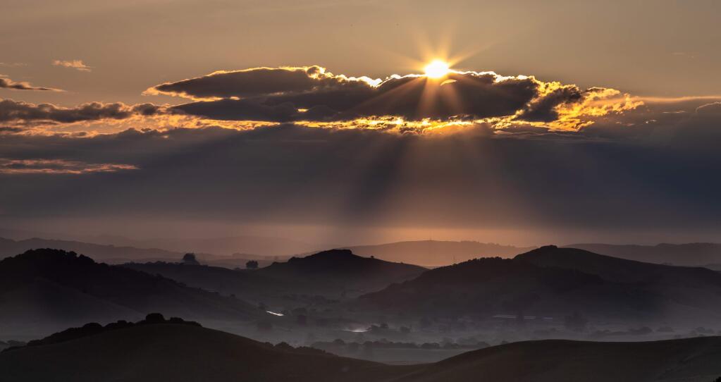 Sunrise over Petaluma, taken from Wilson Hill Rd. (PHOTO BY MICHAEL D. FUNK)