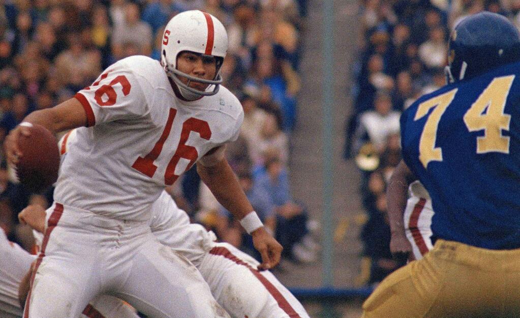 Cal triumphed over soon-to-be Heisman winner Jim Plunkett, left, and Stanford in the 1970 Big Game. (Robert Klein / Associated Press)