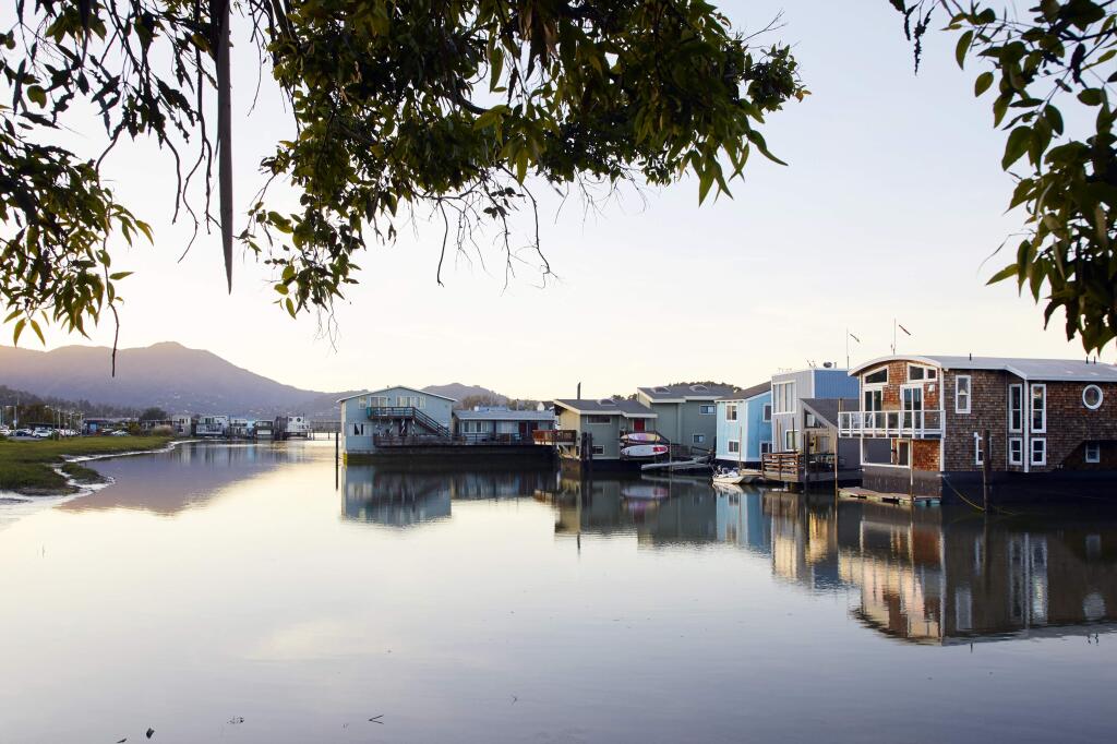 FILE -- Houseboats in Sausalito, Calif., on April 16, 2019. Nestled in the scenic hills across the bay from San Francisco, Sausalito “knowingly and intentionally” maintained racial segregation, the state attorney general's office said on Friday, Aug. 9, 2019. (Matthew Millman/The New York Times)