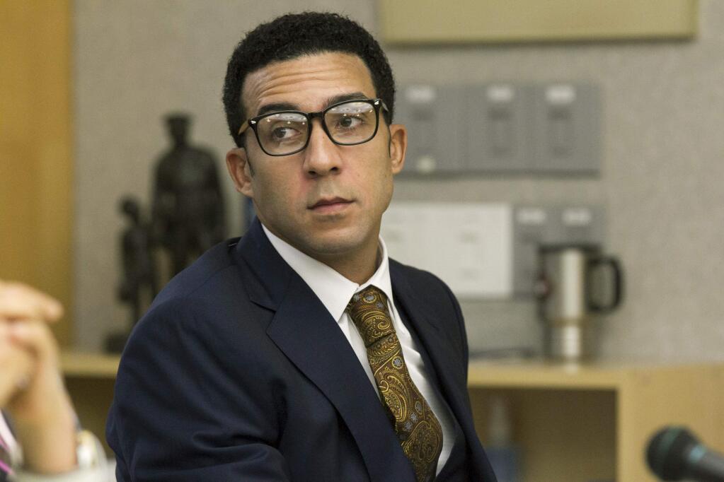 FILE - In this July 11, 2018 file photo, former NFL football player Kellen Winslow Jr. attends a preliminary court hearing in San Diego, Calif. Winslow pleaded guilty Monday, Nov. 4, 2019, to raping an unconscious teen and sexual battery involving a 54-year-old hitchhiker. (John Gibbins/The San Diego Union-Tribune via AP, File)