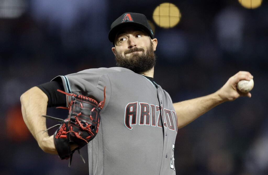 Arizona Diamondbacks pitcher Robbie Ray works against the San Francisco Giants in the first inning Friday, Sept. 15, 2017, in San Francisco. (AP Photo/Ben Margot)
