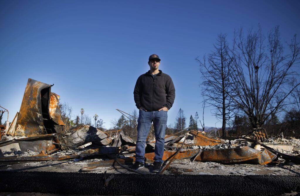 Petaluma, CA, USA. Friday, November 17, 2017._ Robert Nappi, an engineer with Rancho Adobe Fire, lost his home at Coffey Park during last month's wildfires. He and his wife plan to rebuild.(CRISSY PASCUAL/ARGUS-COURIER STAFF)