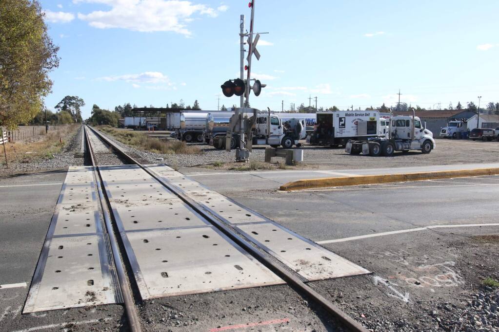 The SMART crossing at Corona Rd near a possible SMART station on Tuesday, November 3, 2015. (SCOTT MANCHESTER/ARGUS-COURIER STAFF)