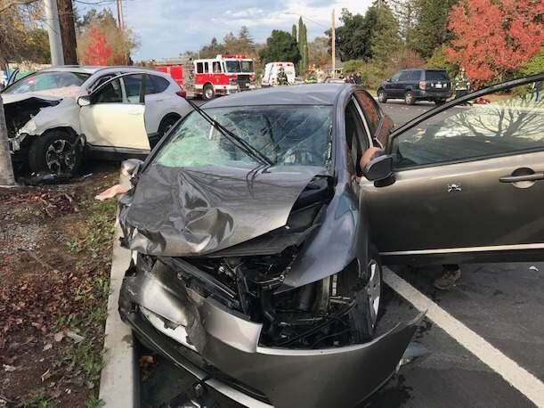 A crash shut down part of Stony Point Road for about an hour on Monday, Nov. 26, 2018. (SANTA ROSA POLICE DEPARTMENT)