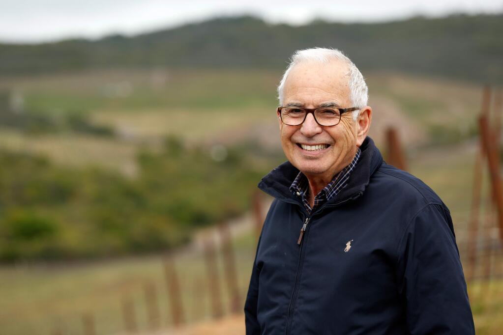 Dr. Jan Krupp, founder of Stagecoach Vineyards, stands in his 610-acre vineyard near Napa, California, on Thursday, April 6, 2017. (Alvin Jornada / The Press Democrat)