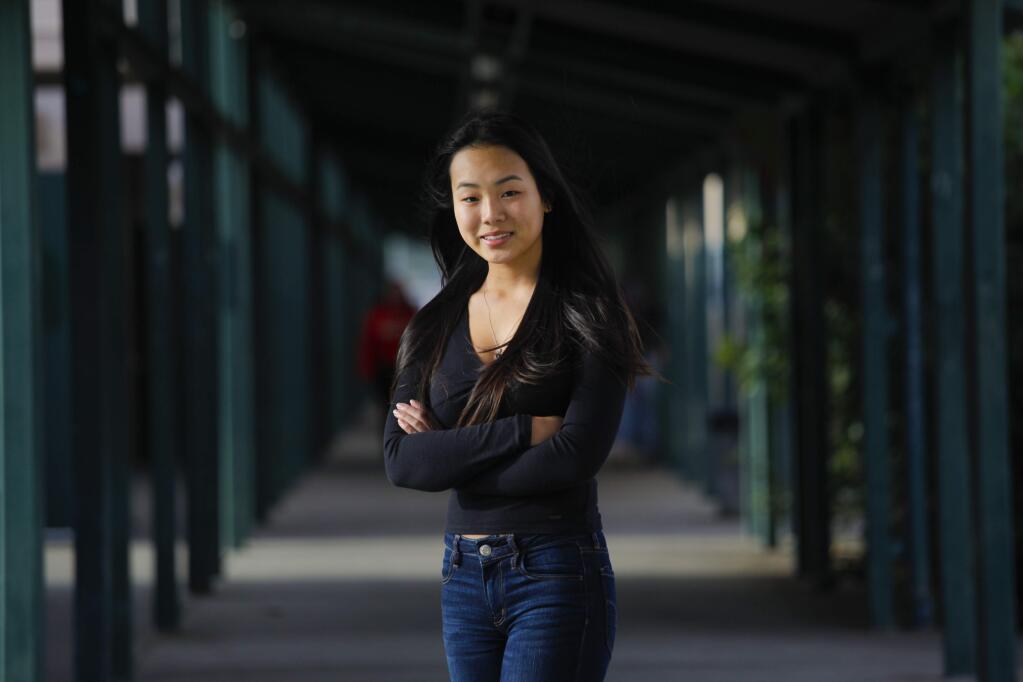 Petaluma, CA, USA. Tuesday, December 17, 2019._Casa Grande High School senior Violet Wang was selected to the 2020 US Senate Youth program where only two students from each state are chosen. It is a unique and annual educational experience for outstanding high school students interested in pursuing careers in public service. This year, the program will be held in Washington, DC, from March 7-14, 2020.(CRISSY PASCUAL/ARGUS-COURIER STAFF)