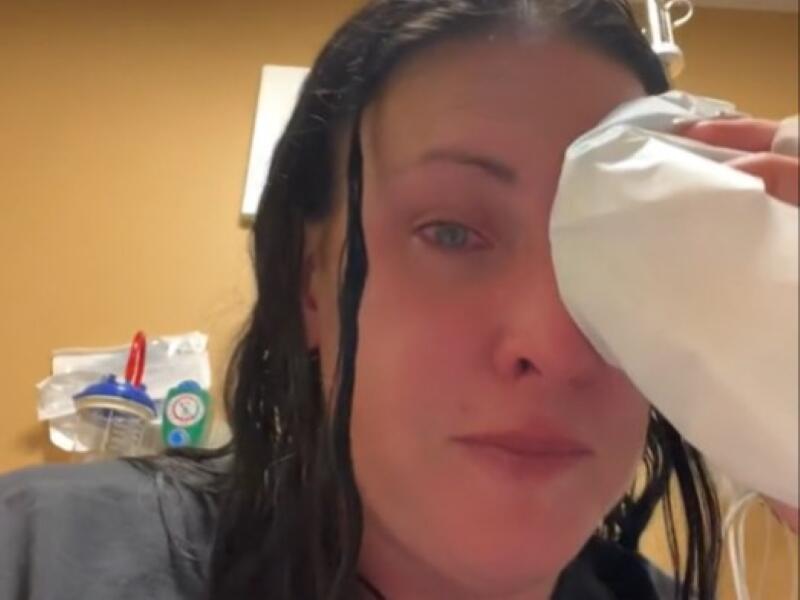 This image shows a screenshot from a TikTok post by Santa Rosa resident Jennifer Eversole describing how she accidentally glued her left eye shut. The post has been viewed more than 4 million times on the social media platform in the past four days. (TikTok)