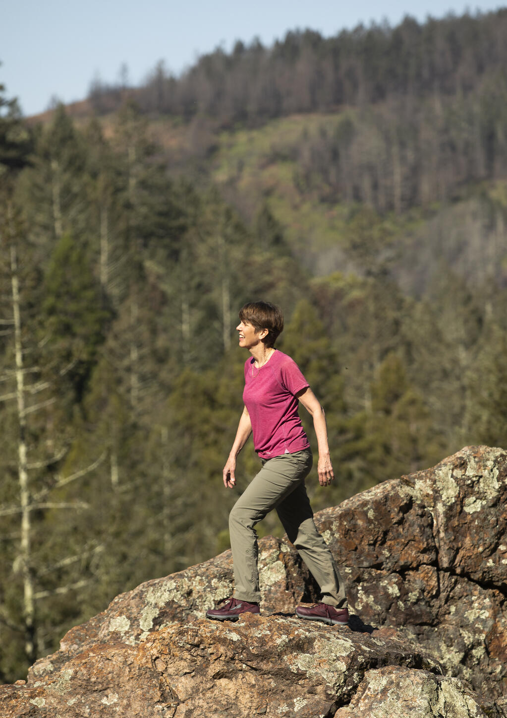 Inga Aksamit of Kenwood has traveled the world and most of California in search of great walks like Sugarloaf State Park on Friday, April 2, 2021.   (John Burgess / The Press Democrat)