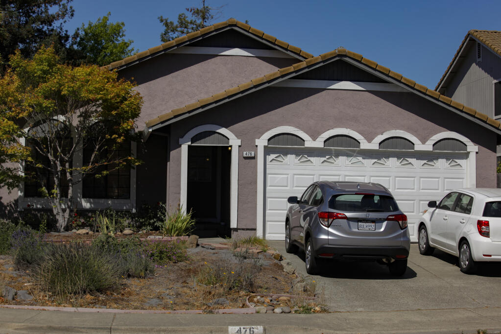 The home on Acadia Drive in Petaluma where a 19-year-old man stabbed his father, Sunday, Aug. 21, 2022, according to police. Photo taken Tuesday, Aug. 23, 2022. (Crissy Pascual / Petaluma Argus-Courier)