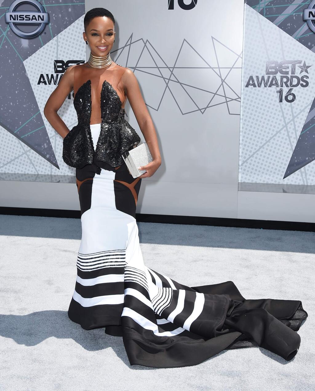 Nandi Mngoma arrives at the BET Awards at the Microsoft Theater on Sunday, June 26, 2016, in Los Angeles. (Photo by Jordan Strauss/Invision/AP)