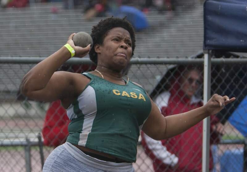 Lilly McCoy, a four-time state tournament competitor in wrestling, will be a shot putter for Cal State Northridge. (Frankie Frost / For The Press Democrat)