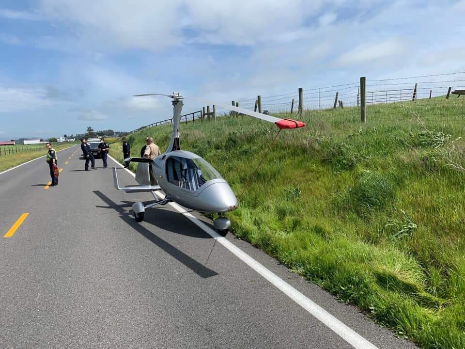 The helicopter's pilot was forced to make an emergency landing near Tomales on Thursday, April 16, 2020 (CHP / FACEBOOK)