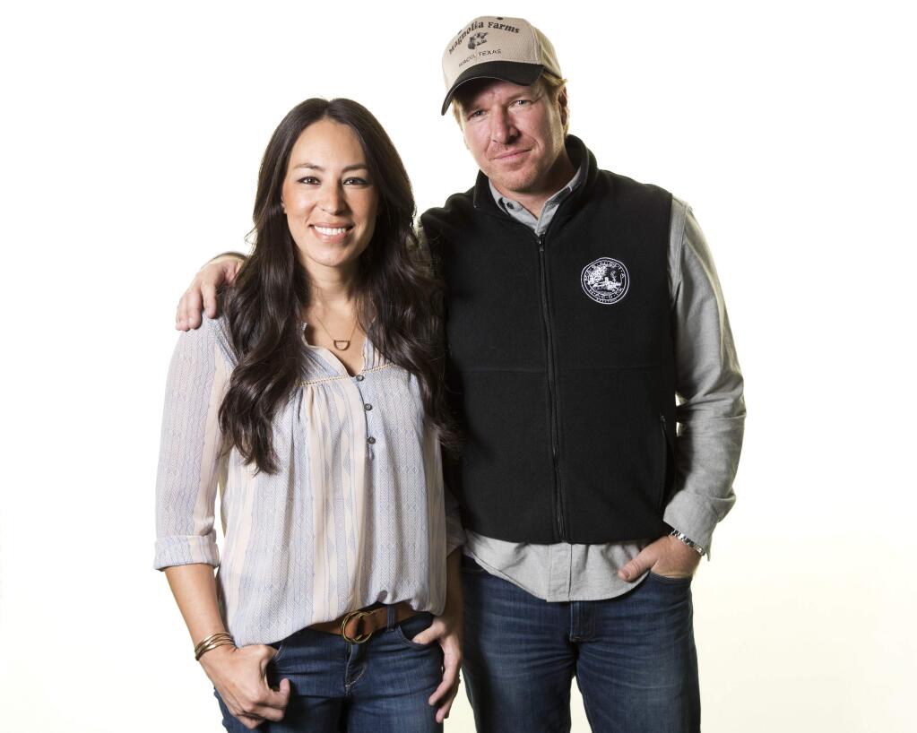 FILE - In this March 29, 2016, file photo, Joanna and Chip Gaines pose for a portrait in New York to promote their home improvement show, 'Fixer Upper,' on HGTV. Chip Gaines announced Tuesday, Jan. 2, 2018, on Instagram that he and his wife, Joanna, are expecting their fifth child. (Photo by Brian Ach/Invision/AP, File)