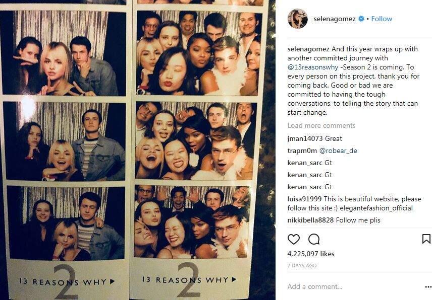 An instagram post from Selena Gomez, celebrating wrapping-up filming for Netflix's, '13 Reasons Why.' (Photo: courtesy of instagram)