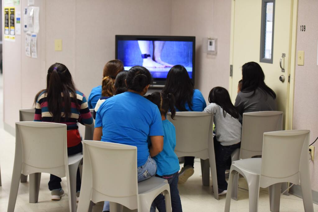 FILE - This Aug. 9, 2018, file photo provided by U.S. Immigration and Customs Enforcement, shows a scene from a tour of South Texas Family Residential Center in Dilley, Texas. The 2,400-bed detention facility that the Trump administration is using to detain immigrant mothers and children will now operate under an arrangement the U.S. government quietly reached with a private prison operator and the city where it's located. The Associated Press obtained contracts that show U.S. Immigration and Customs Enforcement will maintain largely the same structure that government auditors criticized earlier this year. (Charles Reed/U.S. Immigration and Customs Enforcement via AP, File)