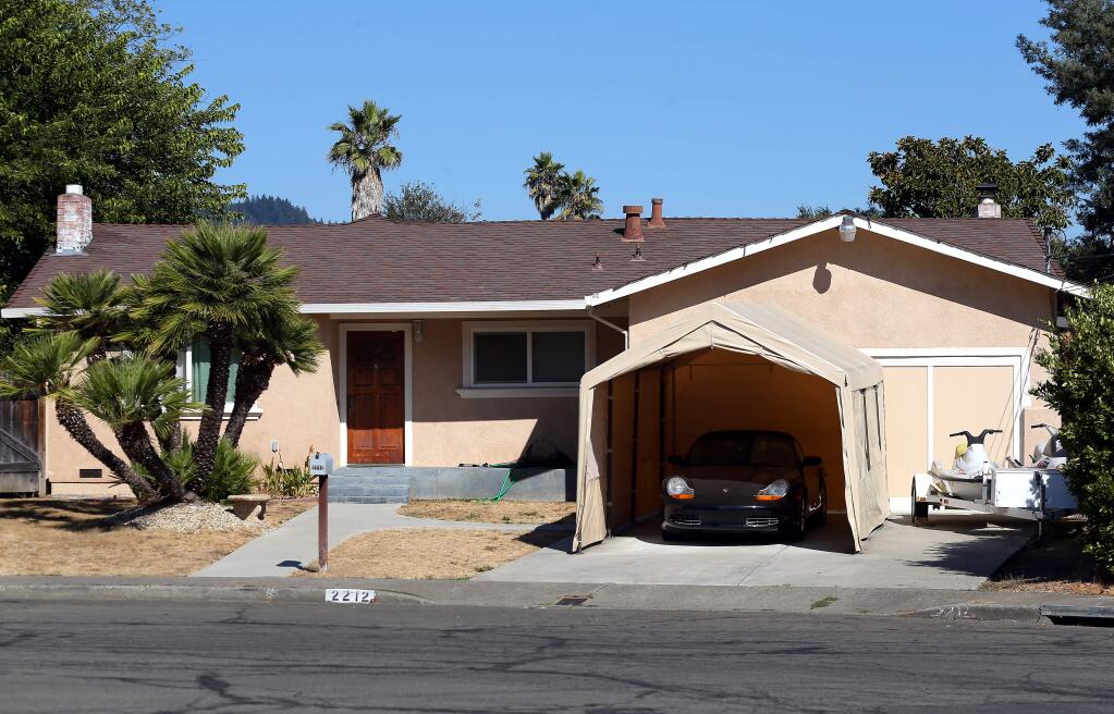 The Windsor Court home in Rincon Valley where a resident was shot during a home-invasion robbery.(Christopher Chung/ The Press Democrat)